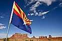 Welcome in Arizona - Arizona Flag in Monuments Valley, AZ, USA.