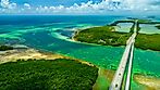 Overseas highway to Key West island, Florida Keys, USA. Aerial view beauty nature.