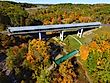 Scenic covered bridge in Ashtabula County, Ohio. The Smolen-Gulf Bridge is the longest covered wooden bridge in the US.
