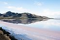 SALINE shore of the Great Salt Lake in the evening. Utah, United States