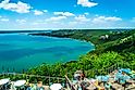 Travis lake overlook view of the central Texas hill country outside of Austin Texas