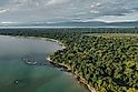 A top view shot of a beautiful island in Chequamegon-Nicolet National Forest 