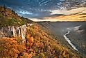 New River Gorge, West Virginia, autumn morning at the Endless Wall.