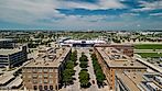 An aerial shot of Soccer Stadium and Hall of Fame, Frisco, Texas. Editorial credit: Wirestock Creators / Shutterstock.com