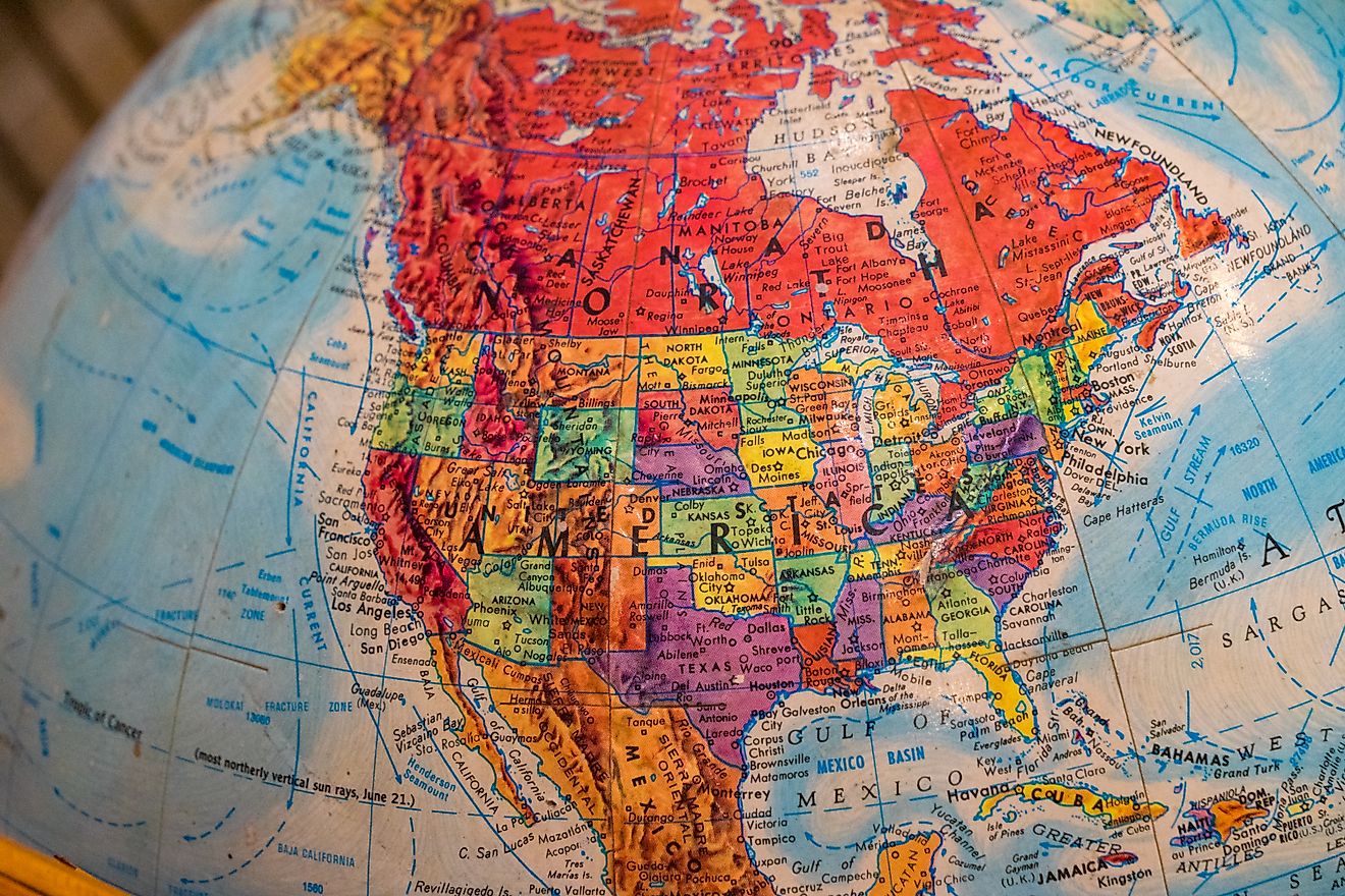 Antique globe focused on North America and the United States of America