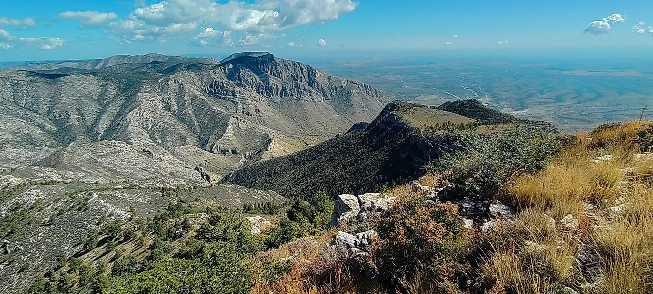 Scenic view of Guadalupe Mountains National Park, Texas. Photo taken on Guadalupe Peak Trail.