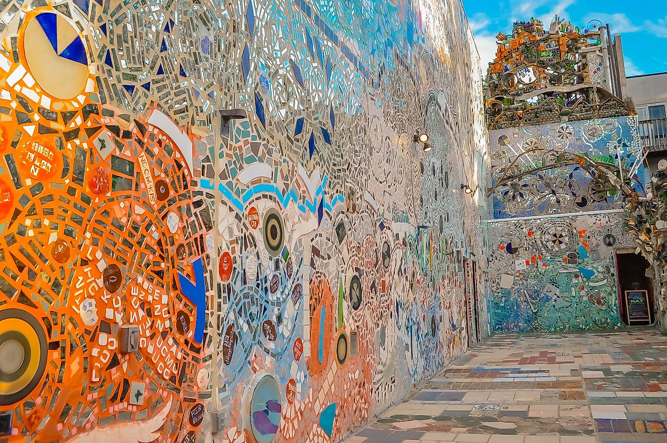 Philadelphia's magic gardens made of recycled glass and other materials. Editorial credit: Vivvi Smak / Shutterstock.com