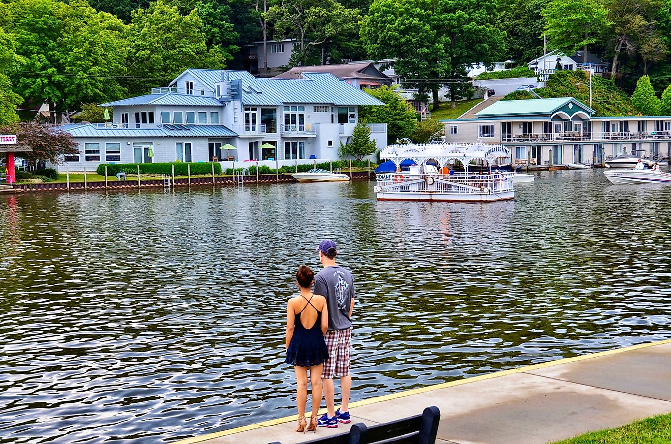 Waterfront buildings near Oval Beach on Lake Michigan in Saugatuck, Michigan. Editorial credit: PQK / Shutterstock.com