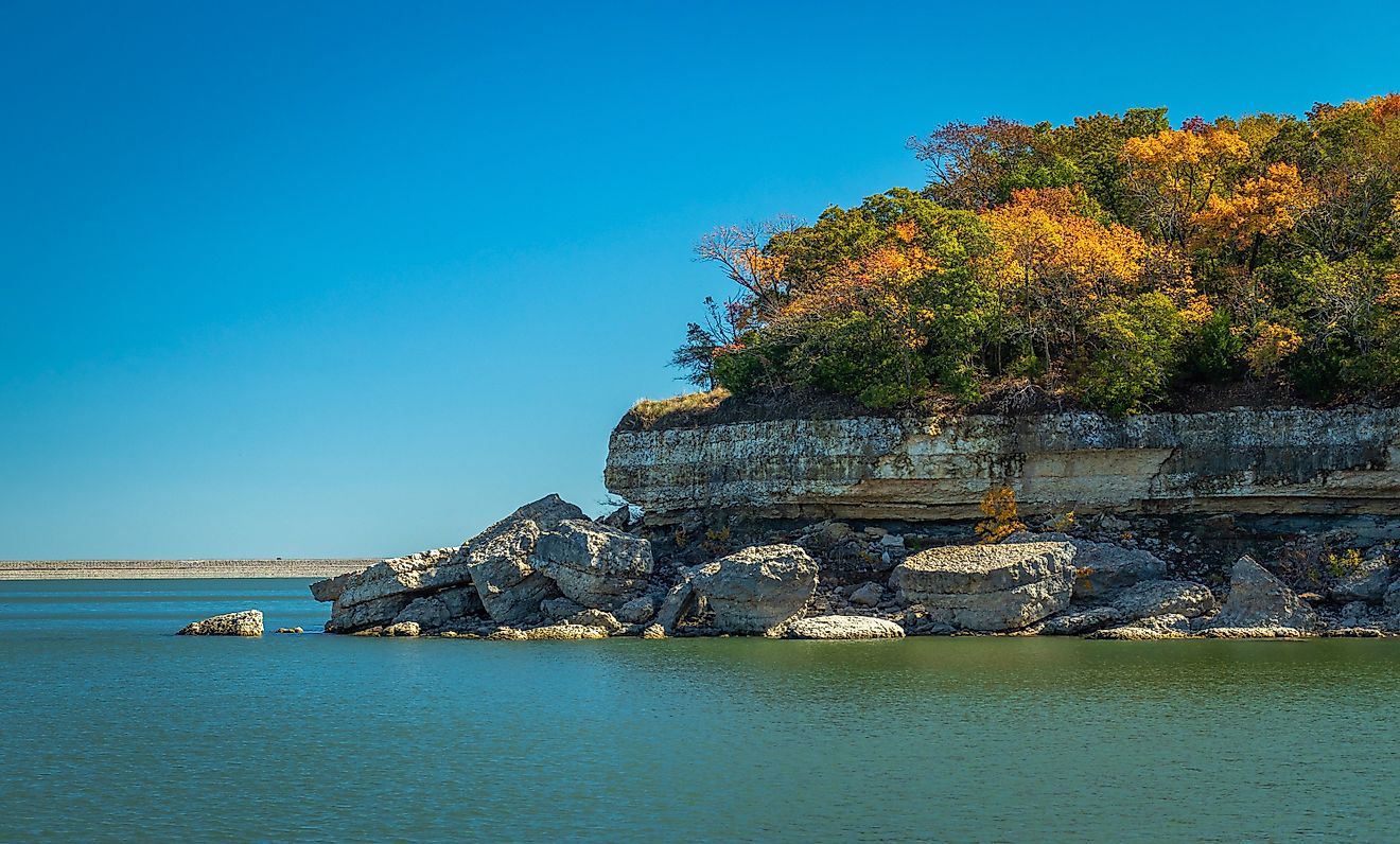 Cliff side views at Lake Texoma in Texas