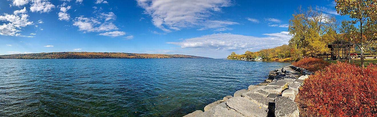 Scenery of Cayuga Lake, taken at East Shore Park in town of Ithaca, New York 