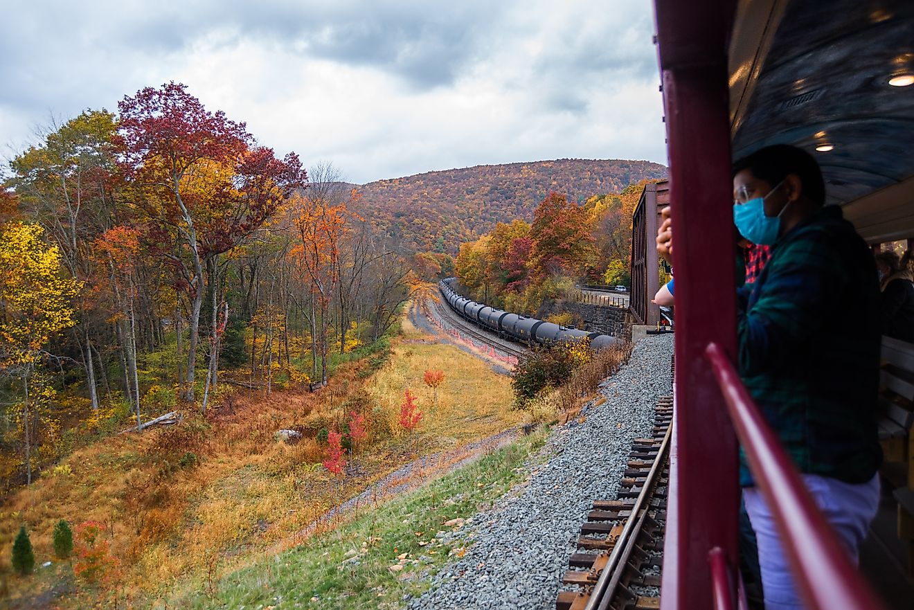 A misty Autumn day in the mountains of Pennsylvania with an open air train ride.