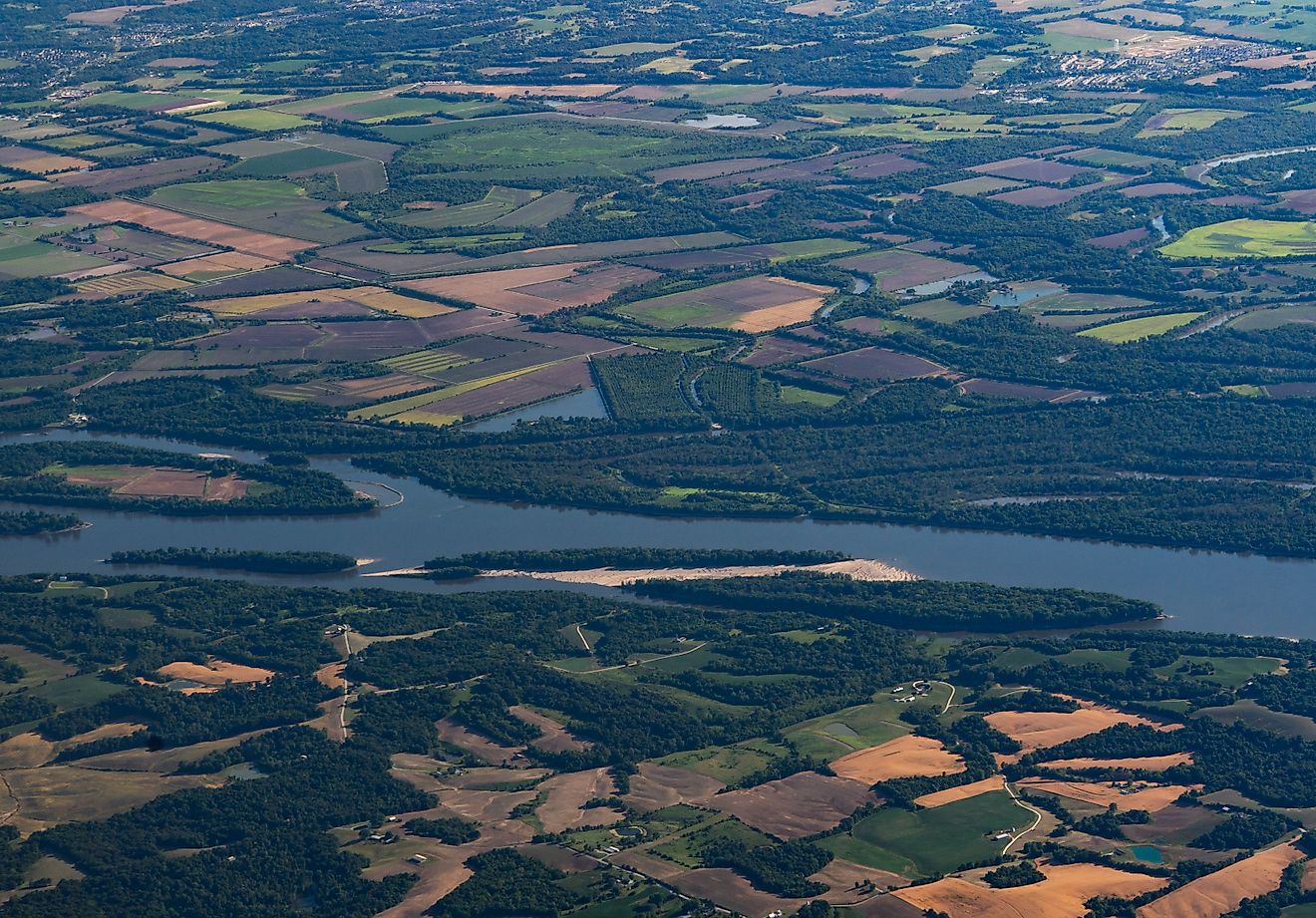 Aerial view of Kansas River, Kansas