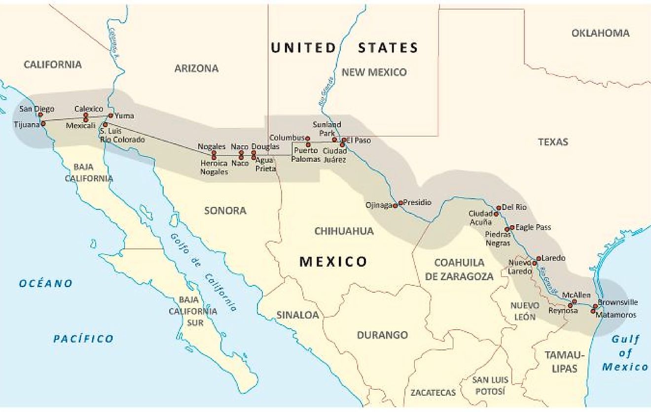 united states-mexico border map