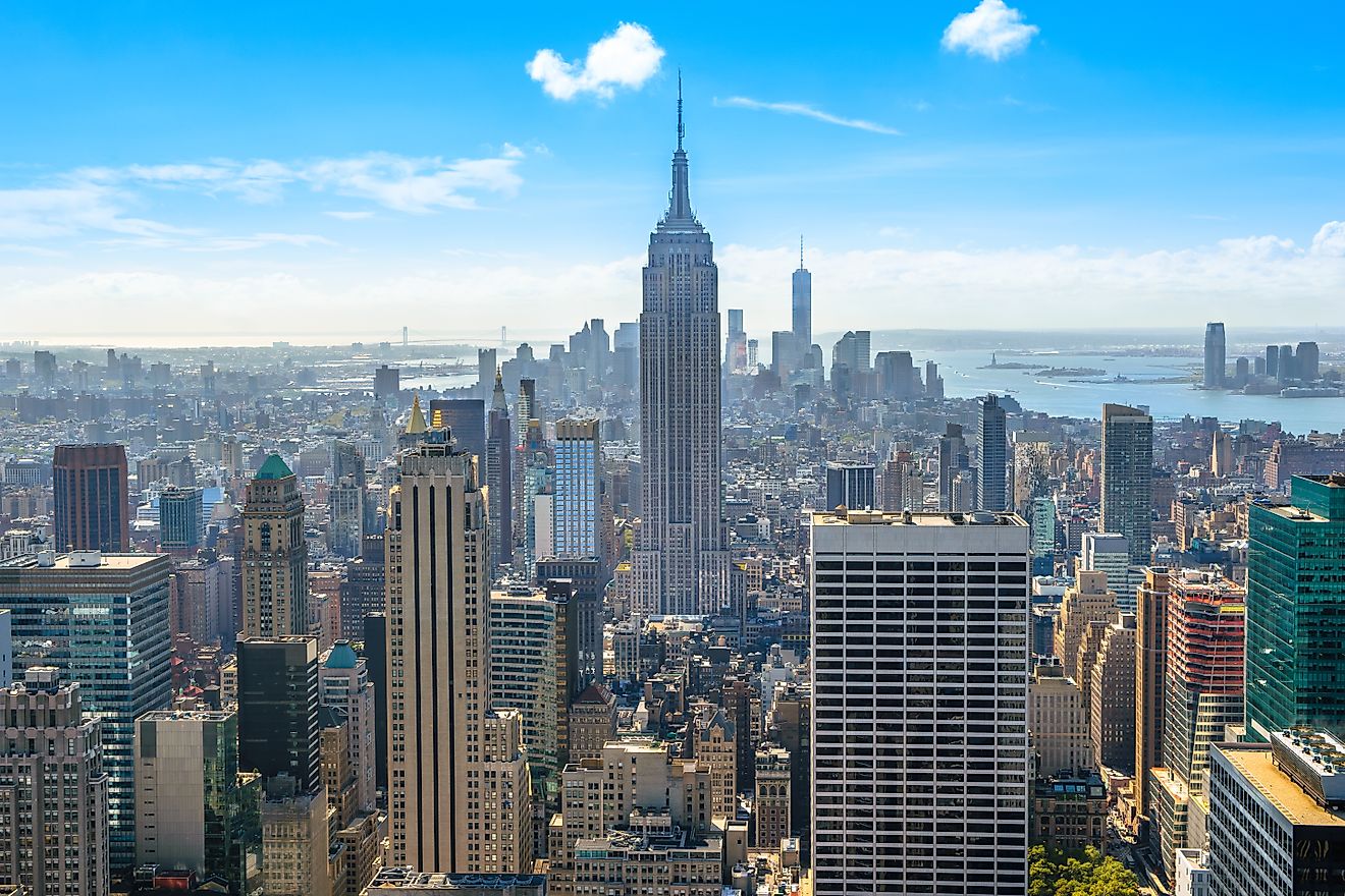 Beautiful skyline of Midtown Manhattan from Rockefeller Observatory, New York.