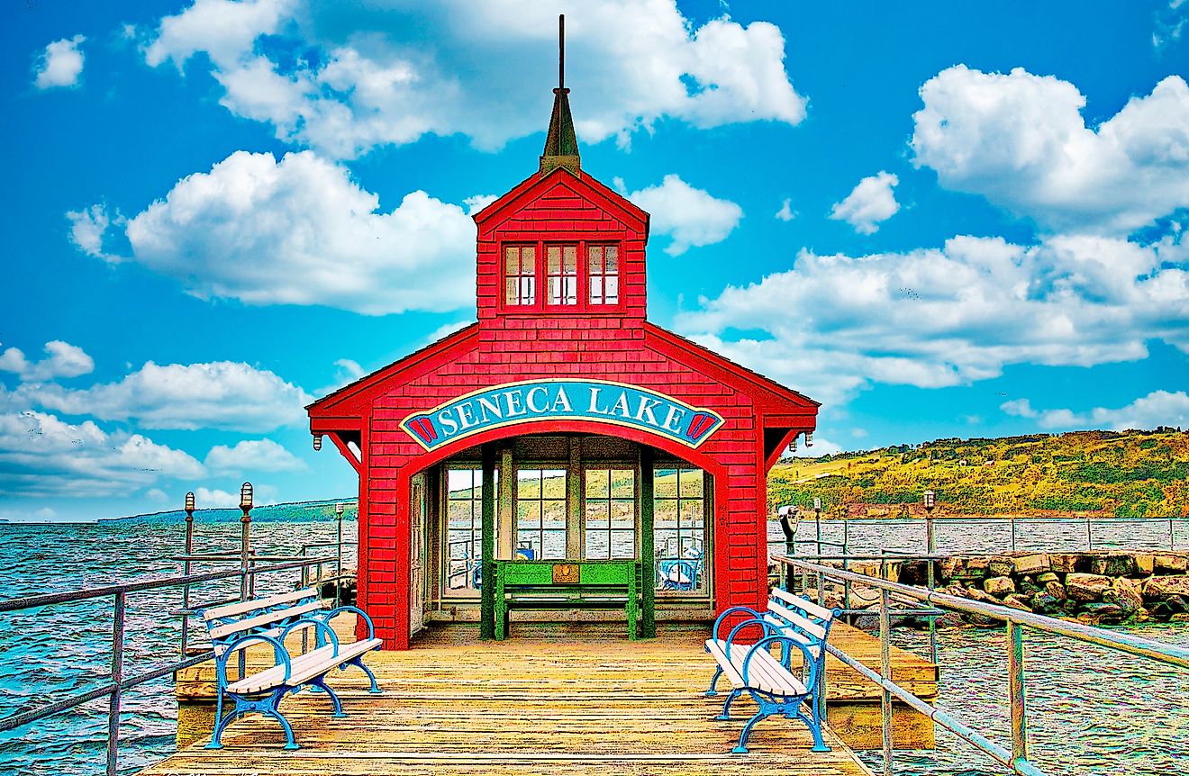 Seneca Lake, Dock Pavilion, Finger Lakes Region, New York.