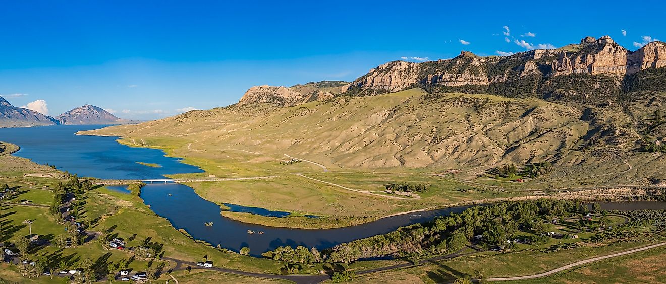 Aerial view of the landscape over Cody rural area at Wyoming
