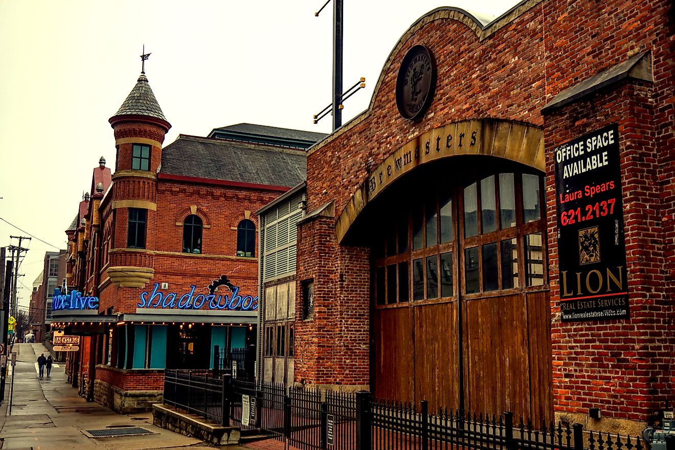 Columbus / Ohio - 03.17.2017 : Industrial brick wall buildings in Columbus Brewery district. Editorial credit: berni0004 / Shutterstock.com