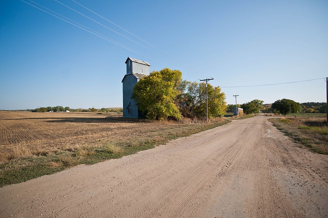 Monowi, Nebraska road. Editorial credit: Wikimedia Commons