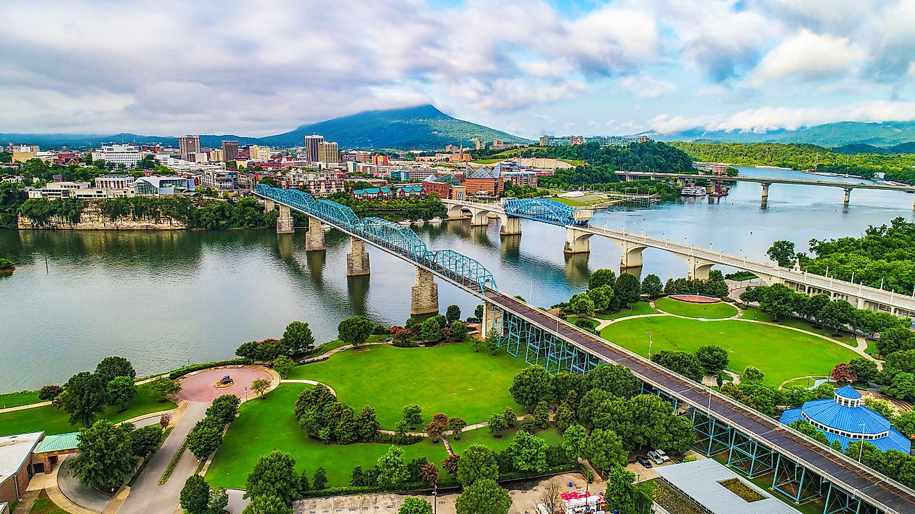Aerial of Downtown Chattanooga TN 