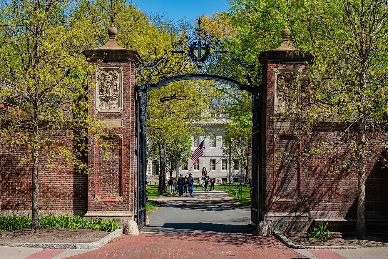 Cambridge, MA: Entrance gate to the campus of this private Ivy League research university. Editorial credit: Heidi Besen / Shutterstock.com