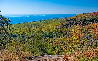 Looking at Lake Superior From Coastal Cliffs on the Oberg Lake Trail in Minnesota