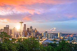 View of downtown Seattle skyline in Seattle Washington, USA