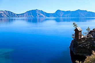 View of Crater Lake along a Trail in Crater Lake National Park, Oregon