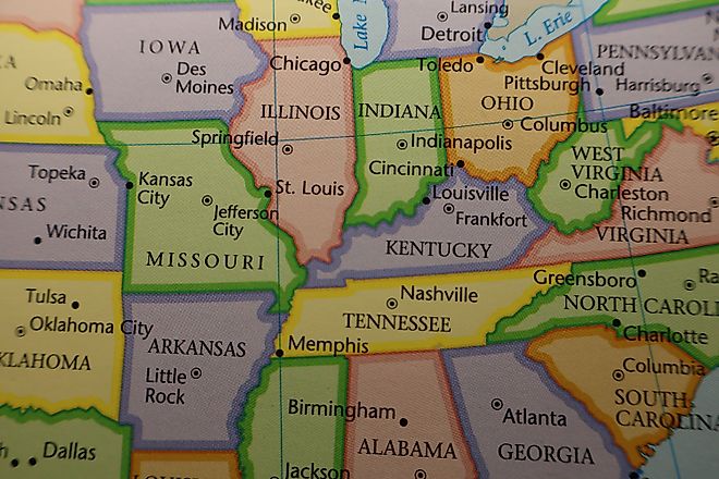 Midwest USA Political Map Close-up