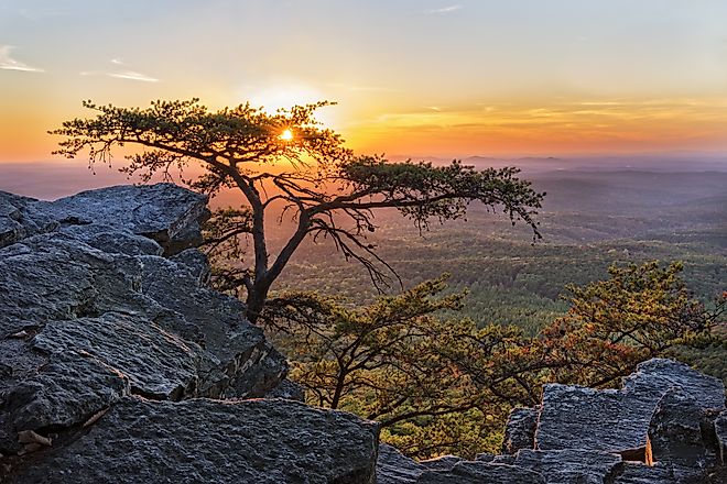 Sunset At Cheaha Overlook In The Cheaha Mountain State Park In Alabama