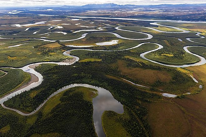 Beautiful aerial landscape of Kobuk Valley National Park in the arctic of Alaska.