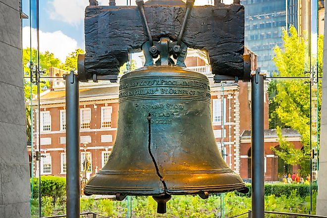 PHILADELPHIA, PENNSYLVANIA, USA - JUNE 30, 2016: Liberty Bell in the Liberty Bell Center in Independence National Historical Park. Editorial credit: foto-select / Shutterstock.com