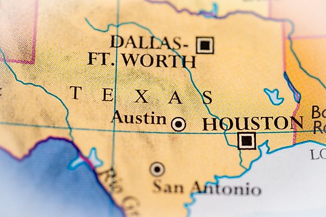 Texas, United States highlighted on a world map.