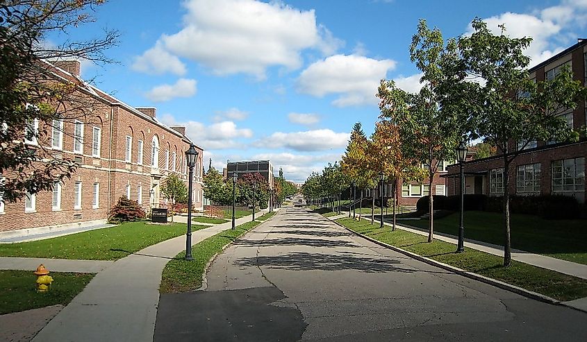 Academic Alley - a street through the campus of Alfred University in Alfred, New York.