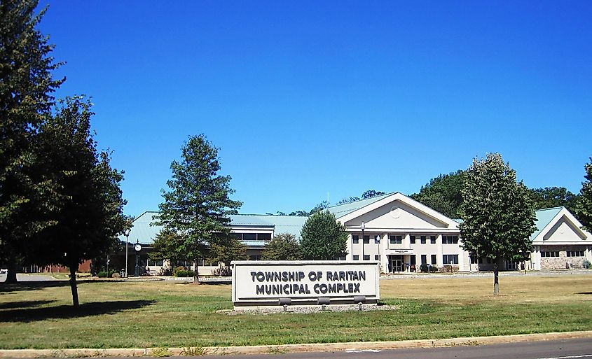 Front of the Raritan Township Municipal Complex in Raritan Township, New Jersey. 