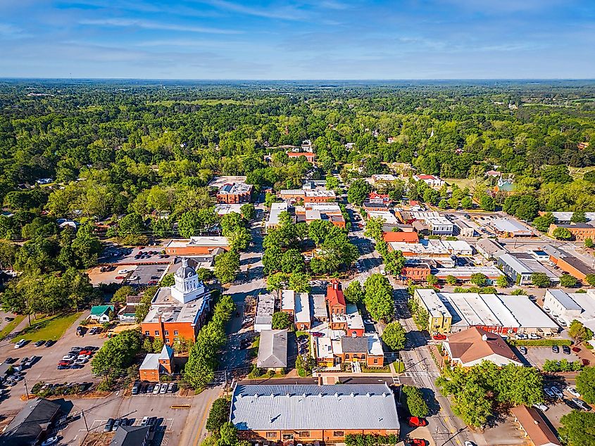 Aerial view of Madison, Georgia.