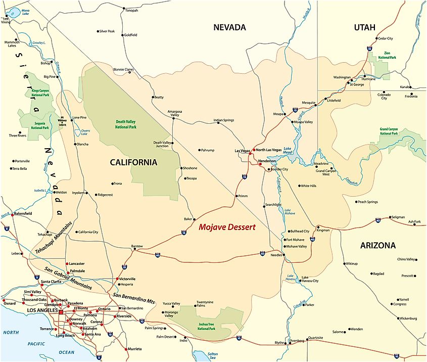 Map of the Mojave Desert