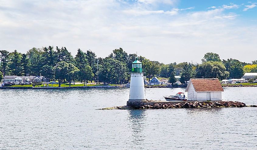 Sunken Rock Island Lighthouse on Thousand Islands in New York State
