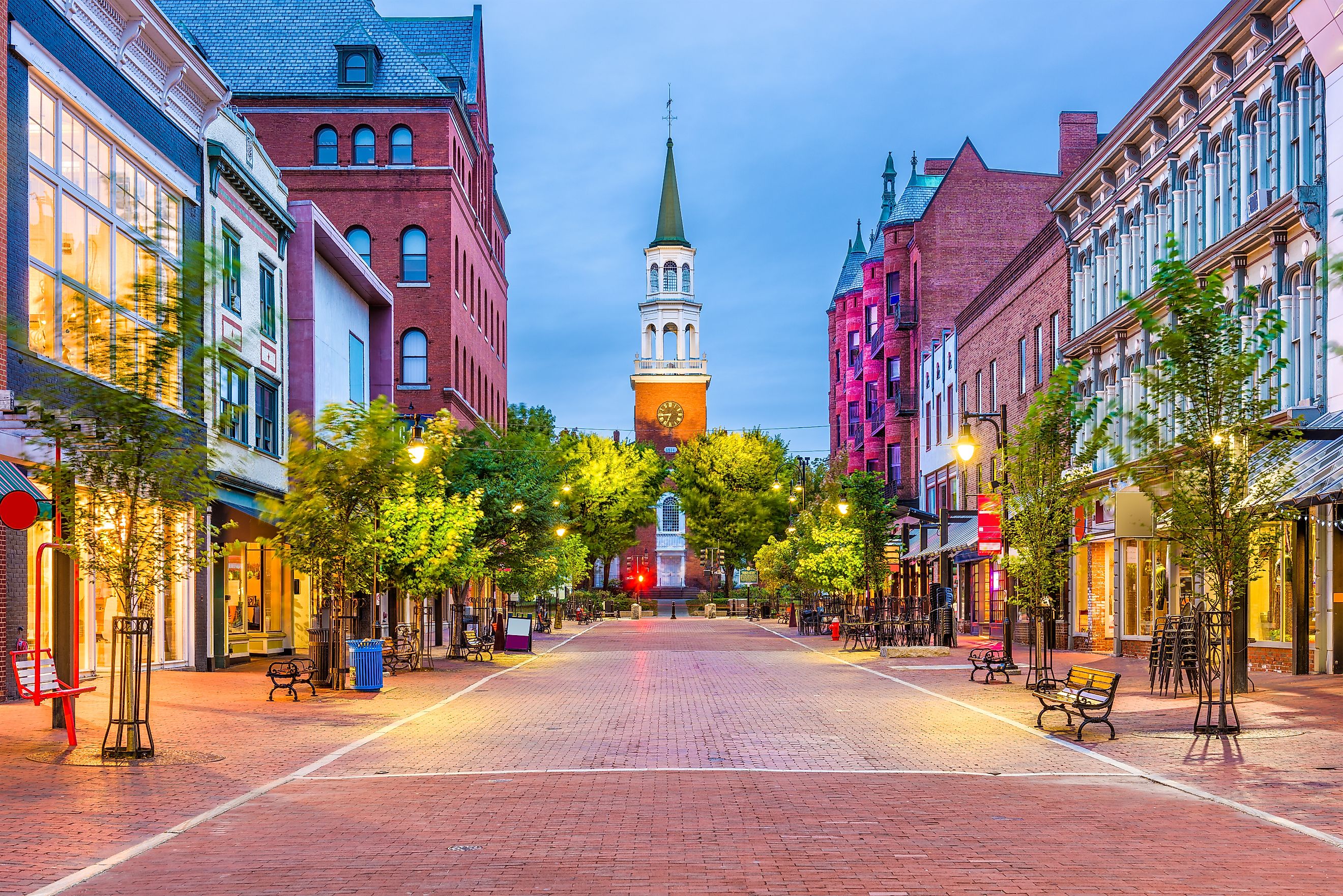 Burlington, Vermont, USA at Church Street Marketplace.