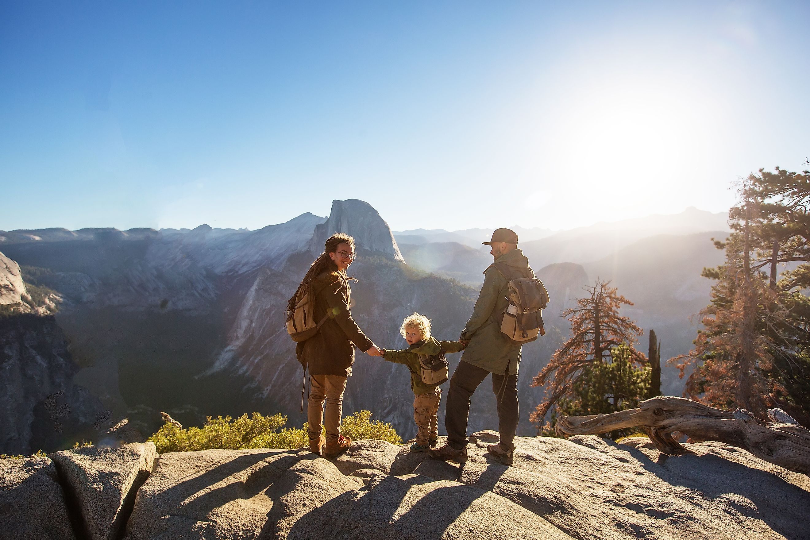 Happy family visit Yosemite national park in California