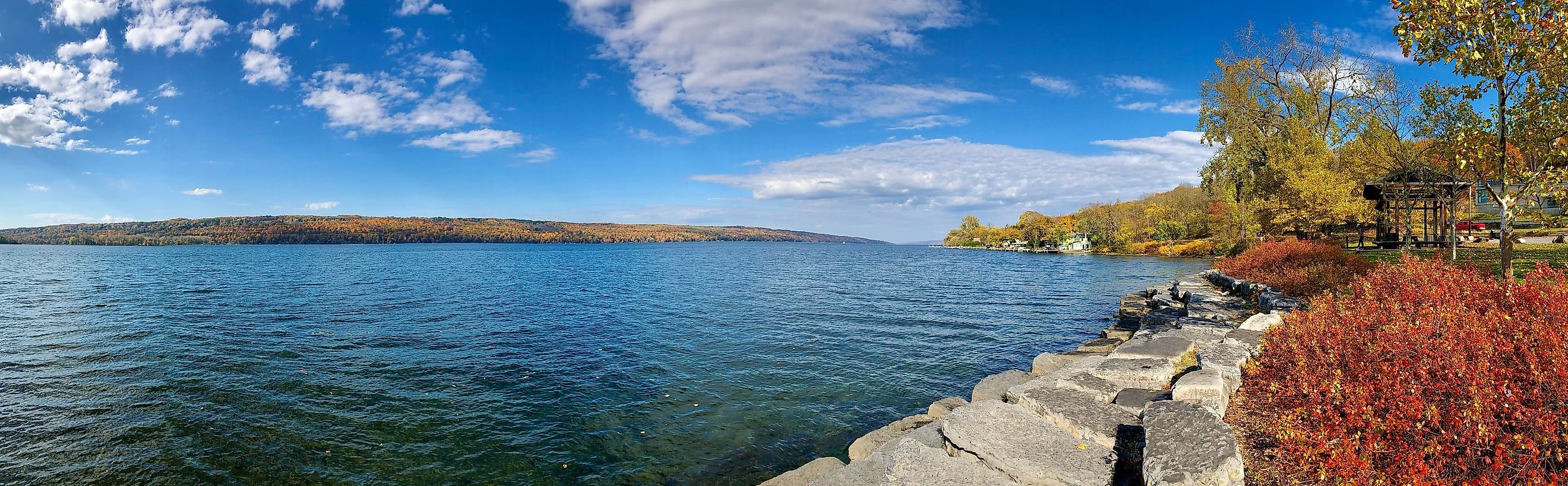 Scenery of Cayuga Lake, taken at East Shore Park in town of Ithaca, New York