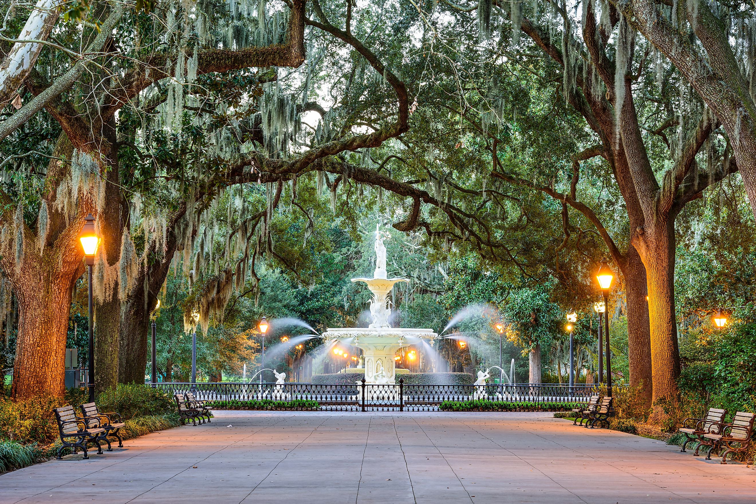 Savannah, Georgia, at Forsyth Park Fountain.