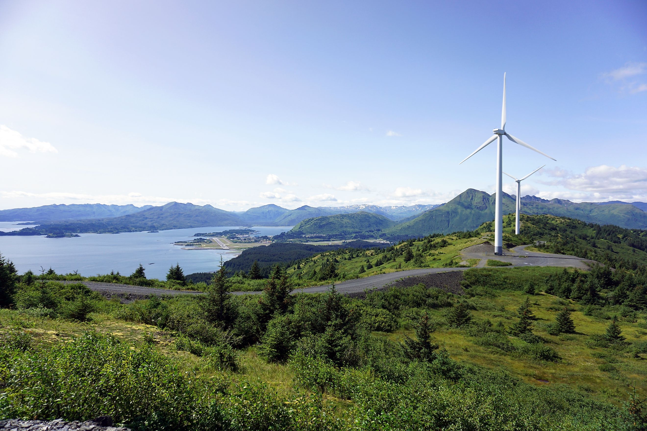Windmills on Pillar Mountain in Kodiak, Alaska