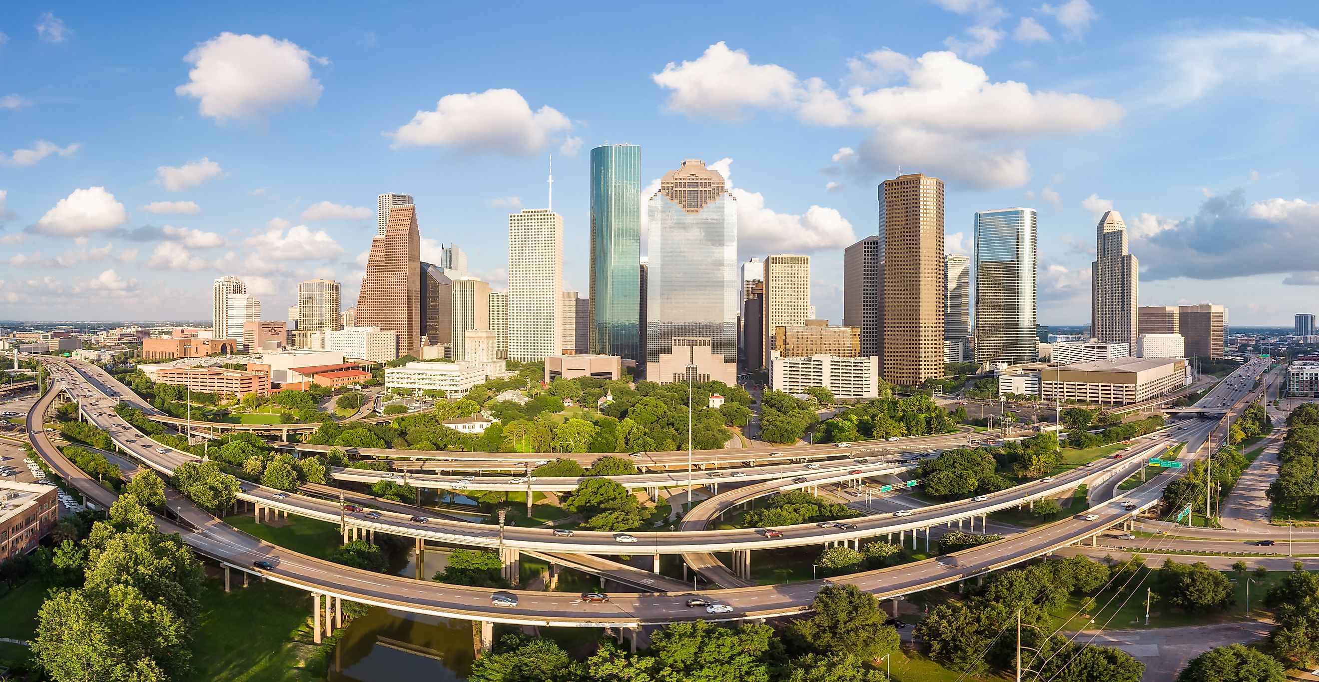 Panoramic aerial photo of Downtown Houston