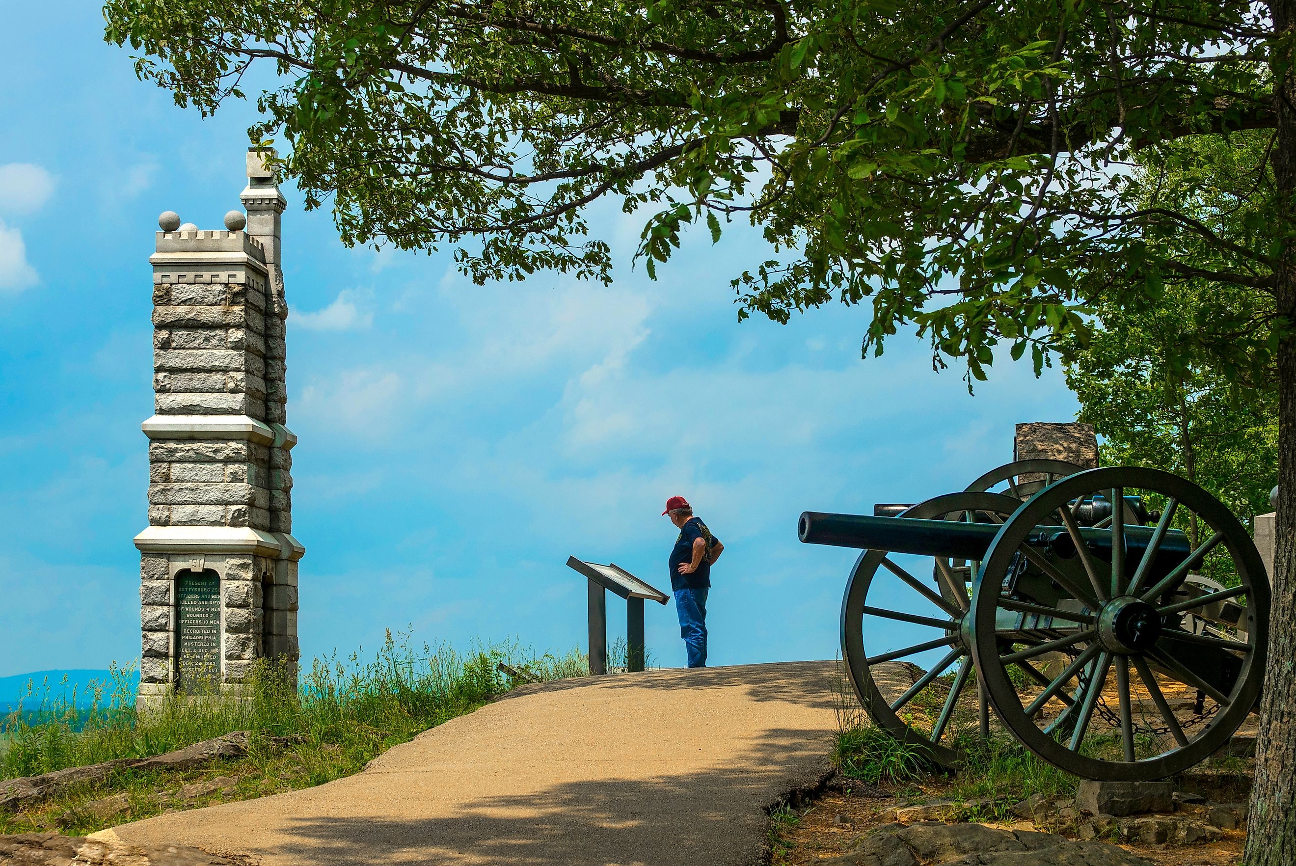 overlook the valley of death at Gettysburg National Civil War Battlefield Military Park Pennsylvania PA. 