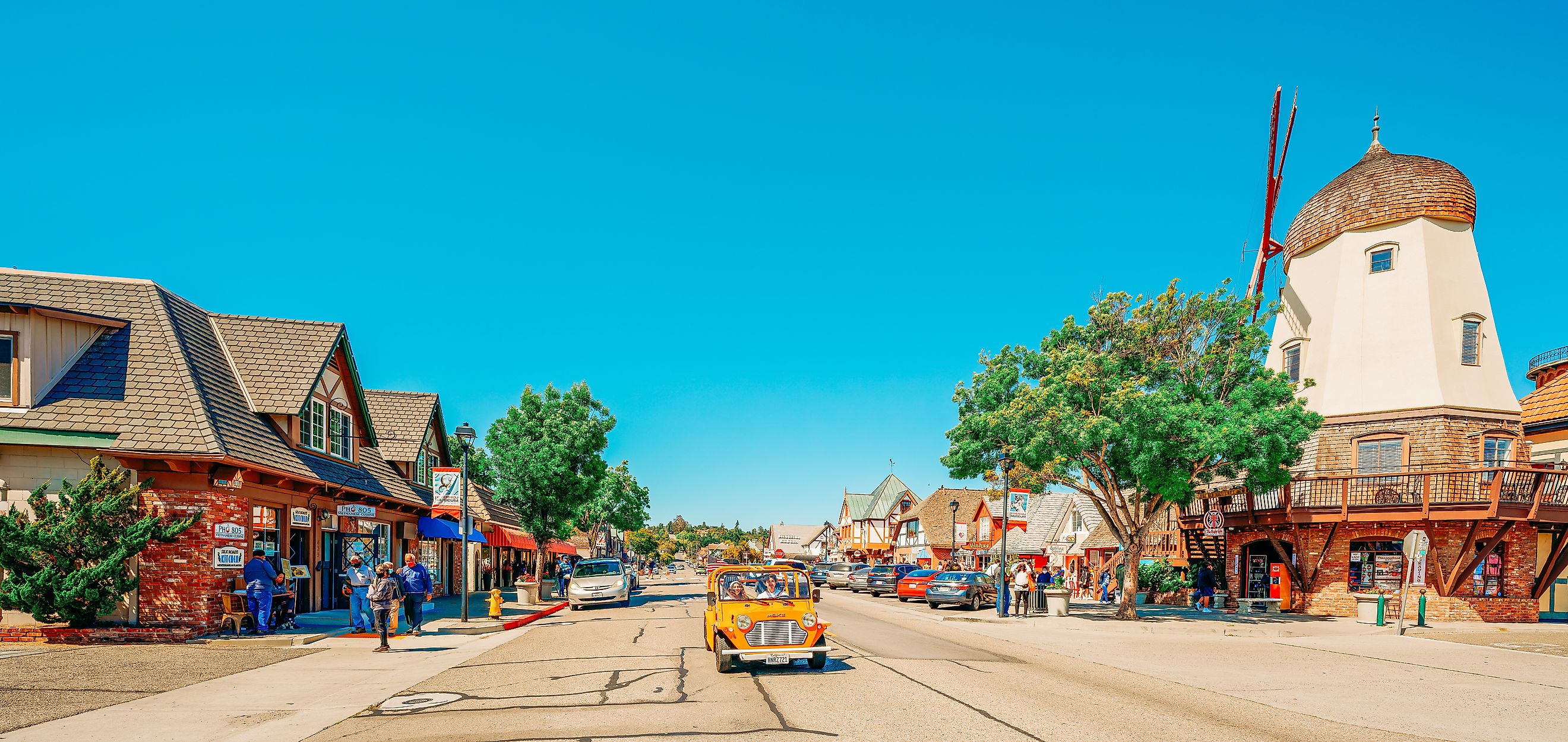 Main Street and Windmill in Solvang. Editorial credit: HannaTor / Shutterstock.com