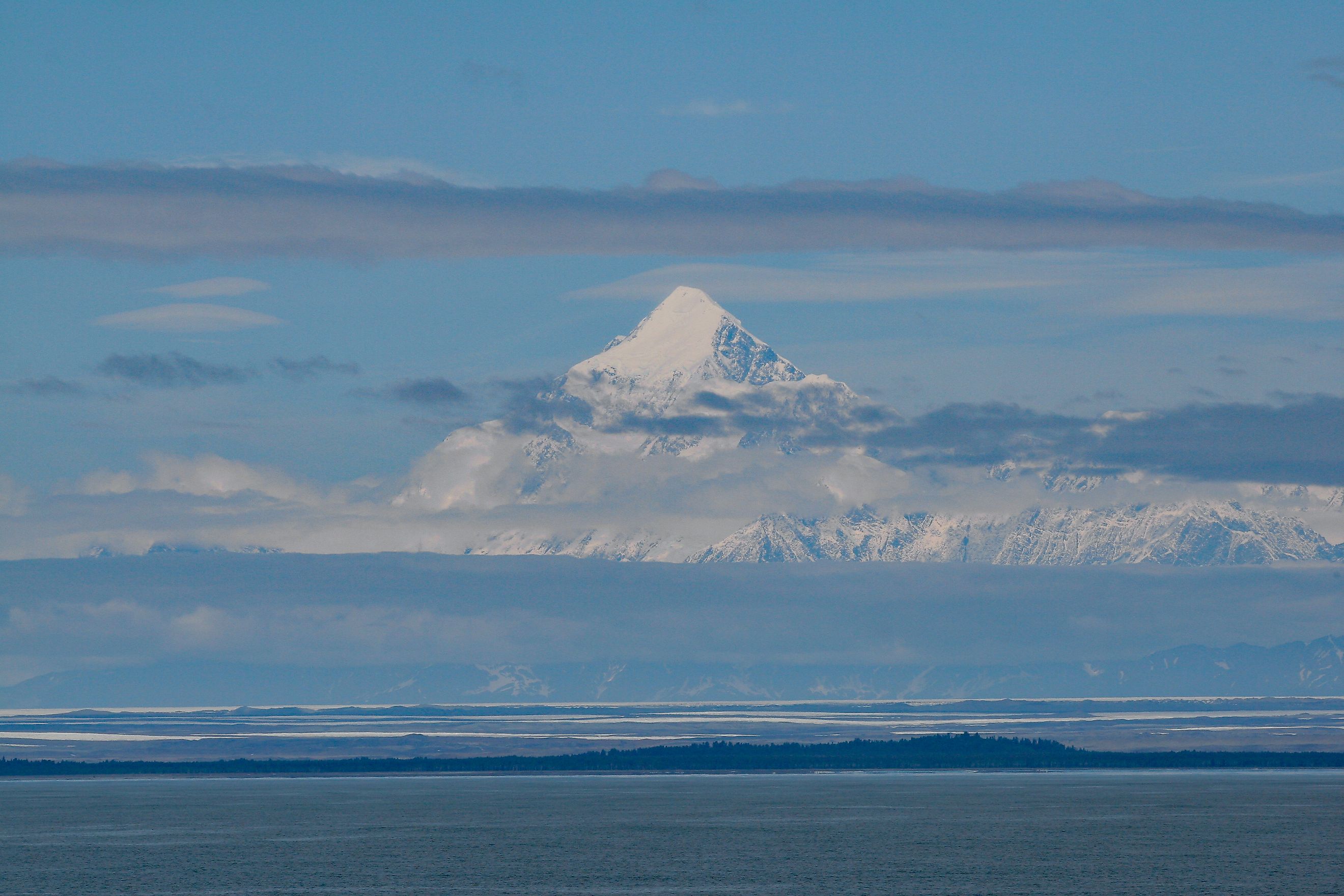 Mount Saint Elias photographed from the entrance to Yakutat Bay, Alaska.
