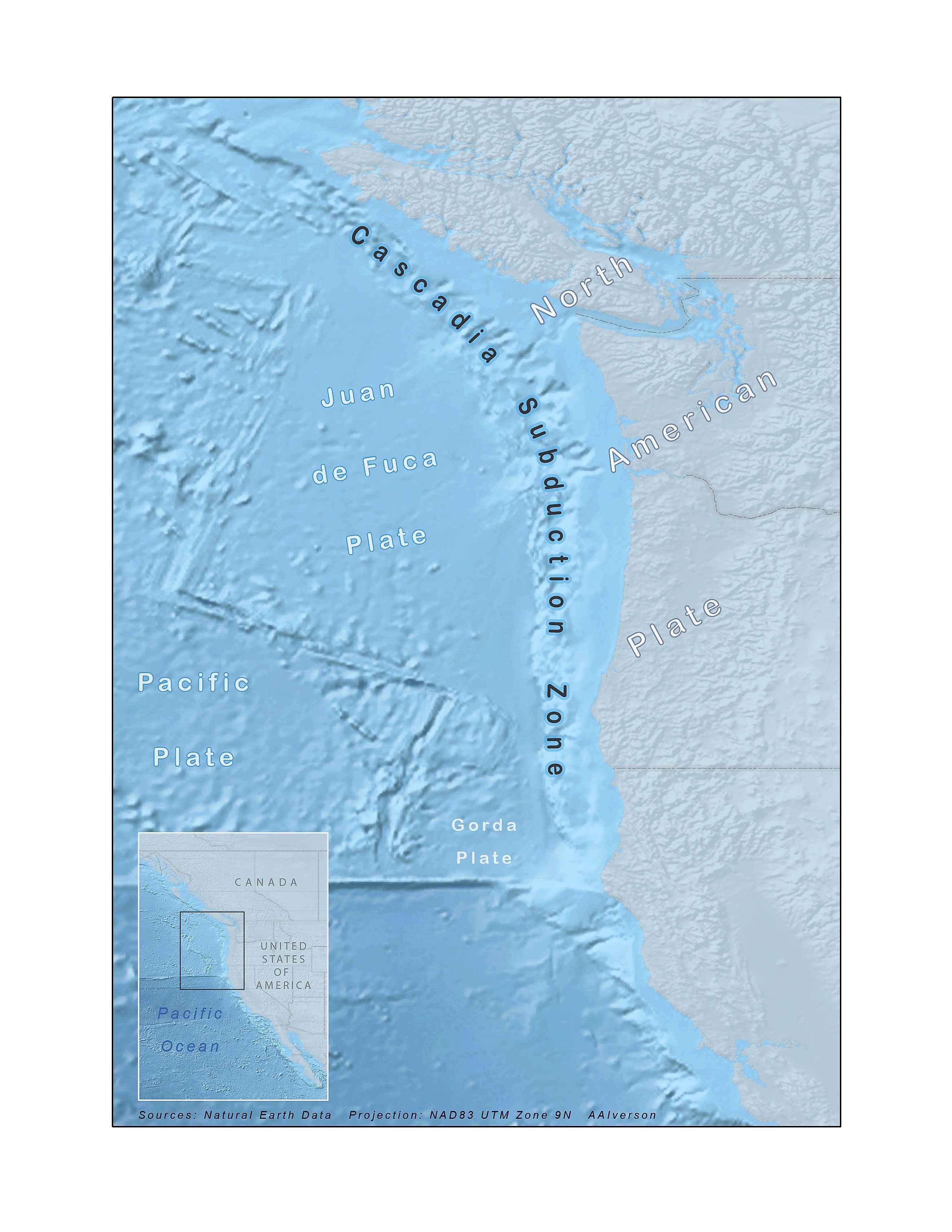 The Cascadia Subduction Zone. Editorial credit: Alicia.iverson via Wikimedia Commons
